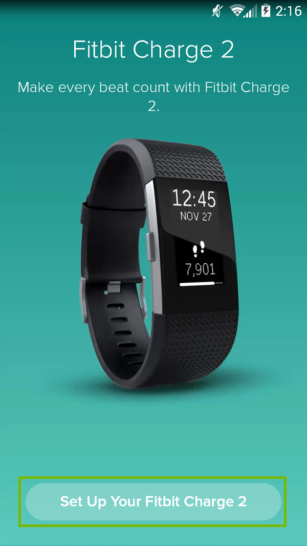 Fitbit app screenshot with Set up your fitbit device is highlighted