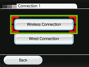 menu with wireless connection highlighted