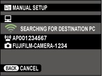 Camera searching for destination PC.