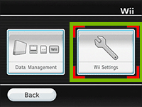 Wii settings highlighted