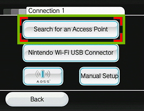 menu with search for an access point highlighted