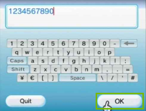virtual keyboard with example password typed in and ok button is highlighted