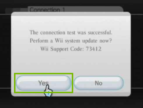 update notification with prompt to update system software and the yes button is highlighted