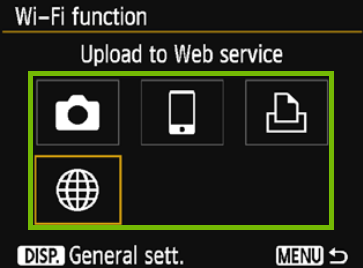 Wi-Fi function with activity selection highlighted