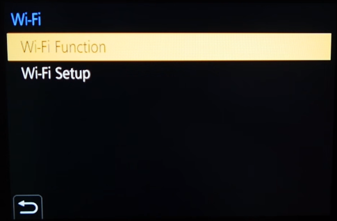 Camera Wi-Fi setup screen