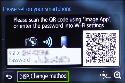 Camera Wi-Fi connection credentials screen