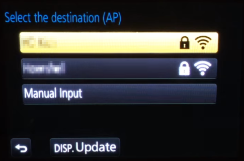 Wi-Fi network selection screen