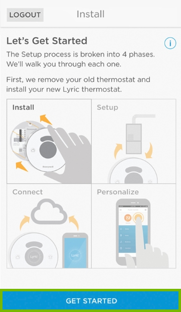 Initial setup screen in Lyric app.
