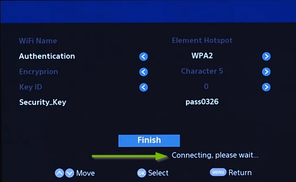 Attempting to connect to Wi-Fi. Screenshot