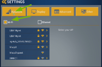 Network and Wi-Fi button highlighted.