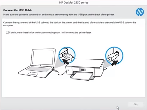 Connect computer to printer via USB prompt.
