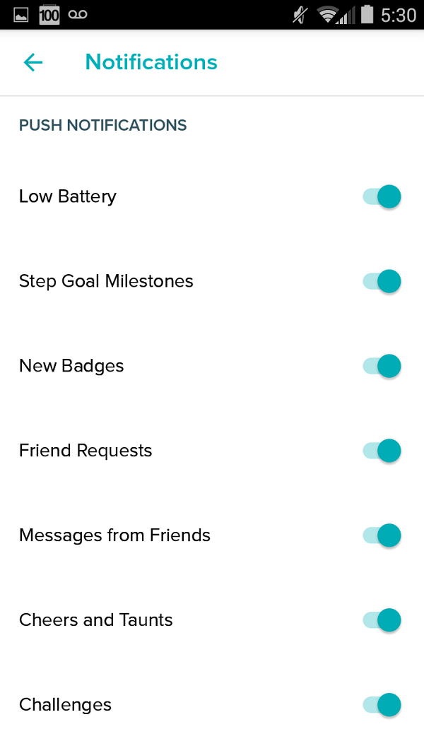 Notification menu. Screenshot