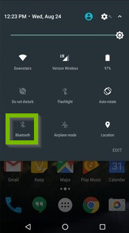 Android swipe down menu with bluetooth turned off
