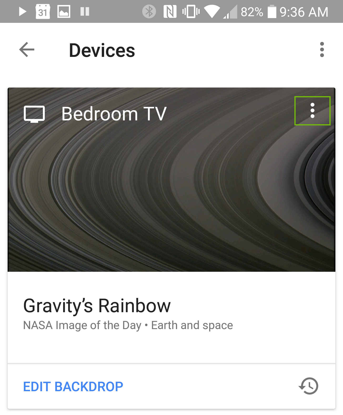 Devices with device menu highlighted.