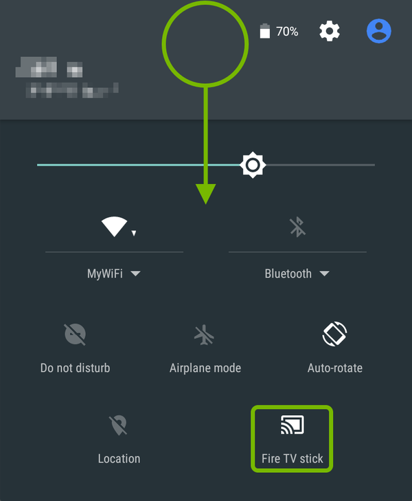 Swipe method and Cast symbol highlighted on Android screen.