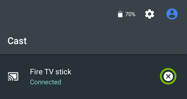 Disconnect option highlighted to stop screen mirroring.