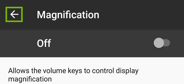 Magnification with back arrow highlighted.