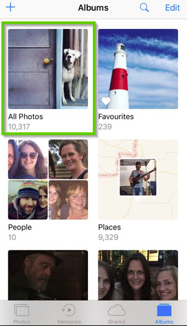 iOS album and all photos view.