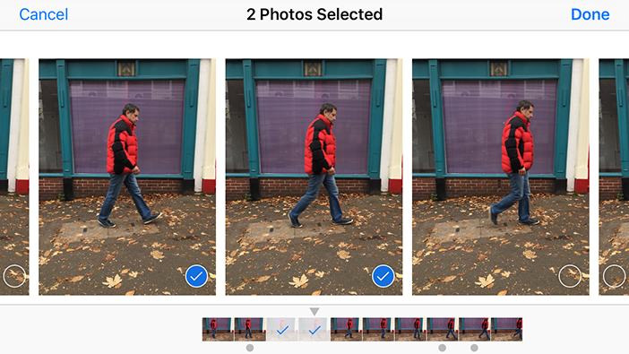 iOS burst mode selection image.