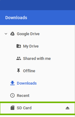 Files app SD Card highlighted.