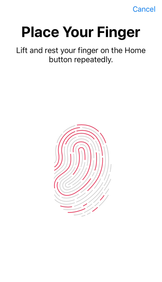 Place your Finger prompt. Screenshot.