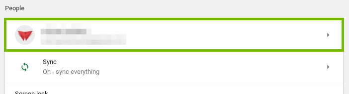 Settings with profile highlighted