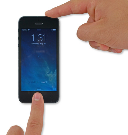 Example smartphone with wake button on top.