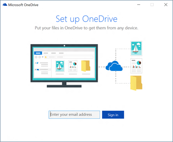 Microsoft Onedrive setup page