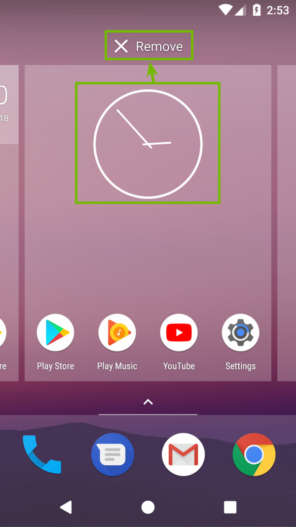 Dragging widget to Remove.