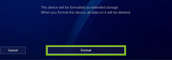 Data removal conformation with Format highlighted.