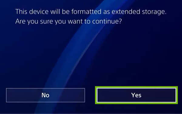Format conformation with Yes highlighted.