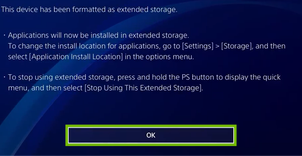 Format complete with OK highlighted.