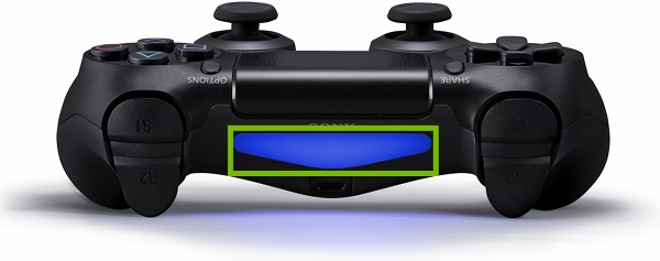 Top of DualShock 4 Controller with light highlighted.