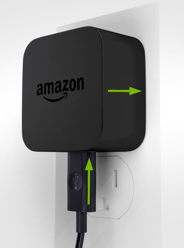 Fire TV Stick power adapter connected properly.