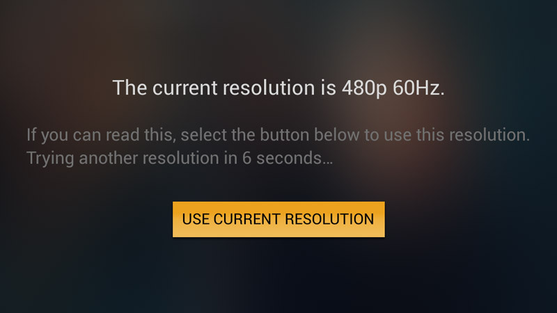 Resolution change screen.