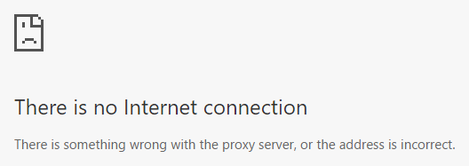 No internet connection message in browser.