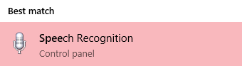 Windows 10 speech recognition selection