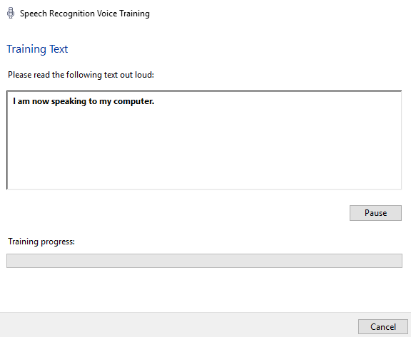 Windows 10 speech recognition wizard