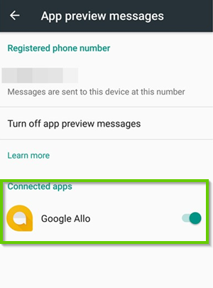 Android connected apps setting