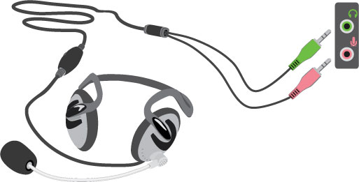 Headset with color coded plugs