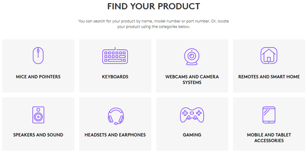 Category based device search on manufacturer website.