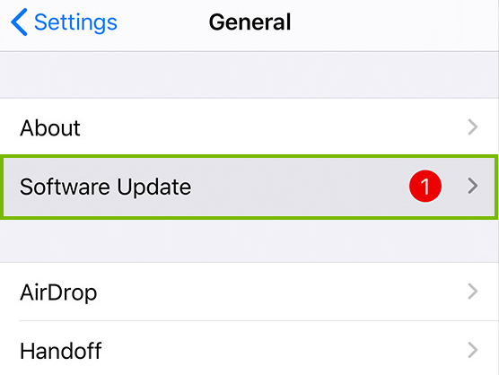 Software update for iOS