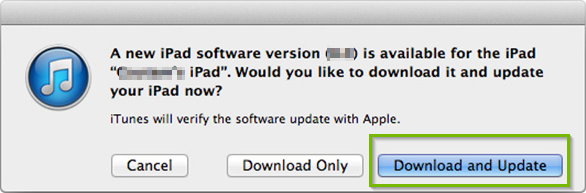 Download and Update button selected on an available update.