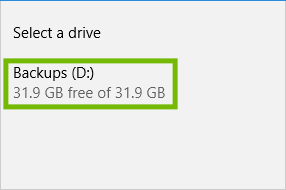 Select drive with D highlighted.