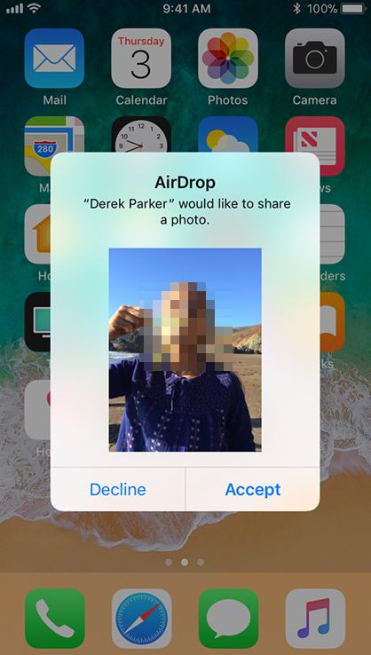 iOS airdrop selection