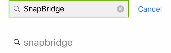 Search bar with SnapBridge entered.
