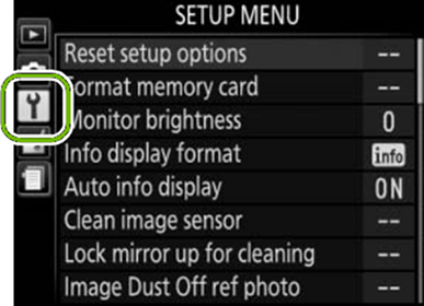 Menu with setup highlighted.