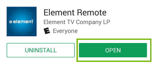 Element Remote App Android Open. Screenshot