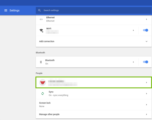 Settings with Profile highlighted.