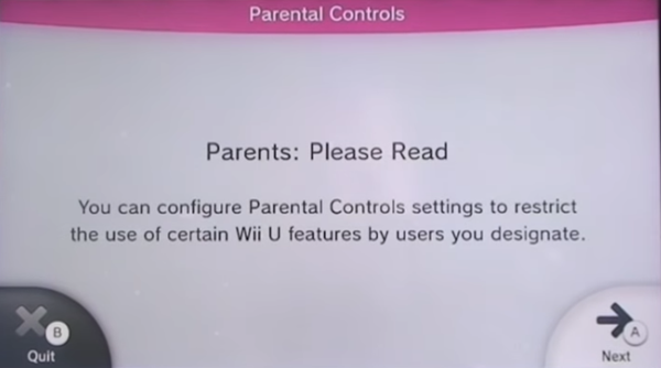 Parental controls starting up
